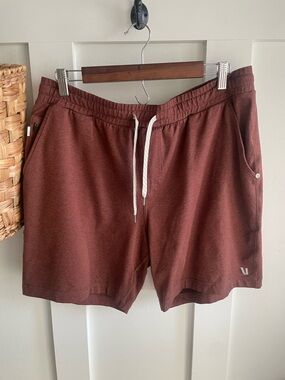Vuori Men's Drawstring Athletic Shorts in Rust Brown